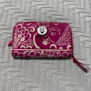 Vera Bradley Twirly Birds Pink zipper accordion wallet